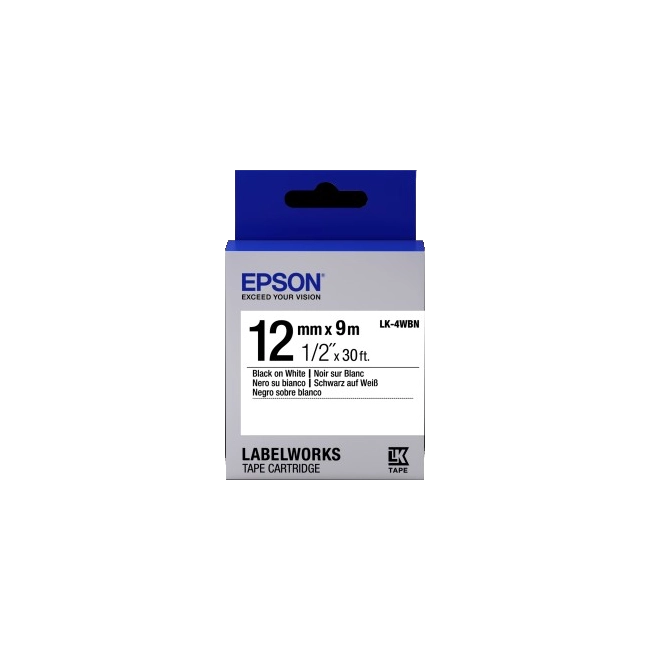 LabelWorks Standard Tape LK-4WBN Black/White 12mm-1