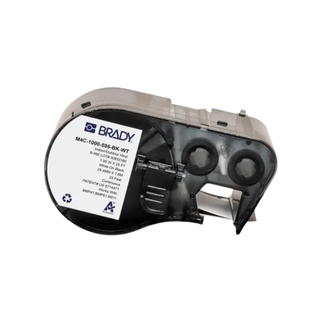 Cartucho de Etiquetas Brady M4C-1000-595-WT-BK Continuas de Vinil 1" x 25 Pies Negro S/ Blanco-1