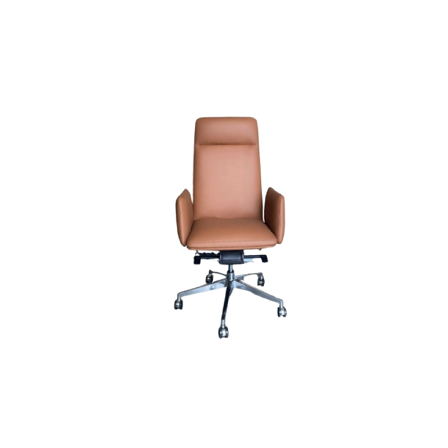 Silla de Cuerina MG-PY-002-A1-PU Esponja de Alta Densidad Base de Aluminio Color Café-3