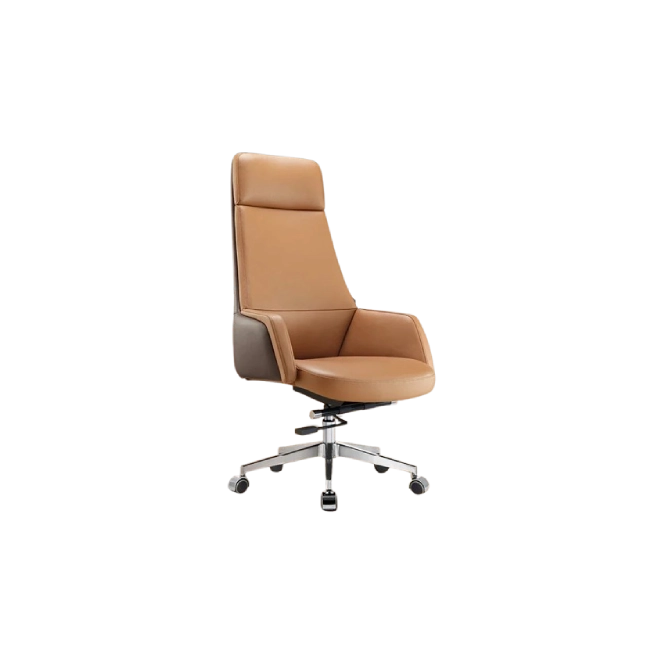 Silla de Cuerina MG-PY-002-A1-PU Esponja de Alta Densidad Base de Aluminio Color Café-2