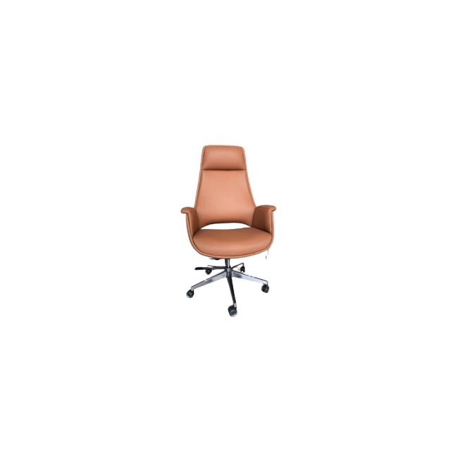 Silla de Cuerina MG-PY-022-A2- PU Con Respaldo Alto Base de Aluminio Color Cafe-4