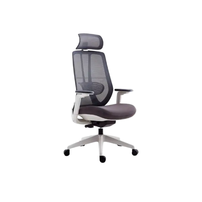 Silla MG-WB-013-A1-WH De Mesh y Tela Con Respaldo Alto y Reposa Cabeza Color Gris-3