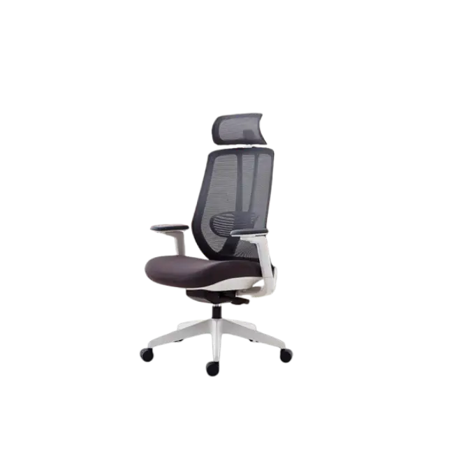 Silla MG-WB-013-A1-WH De Mesh y Tela Con Respaldo Alto y Reposa Cabeza Color Gris