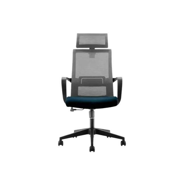 Silla Ejecutiva MG-WBY-023 de Mesh y Tela Con Respaldo Alto y Reposa Cabeza Color Gris y Negro-3
