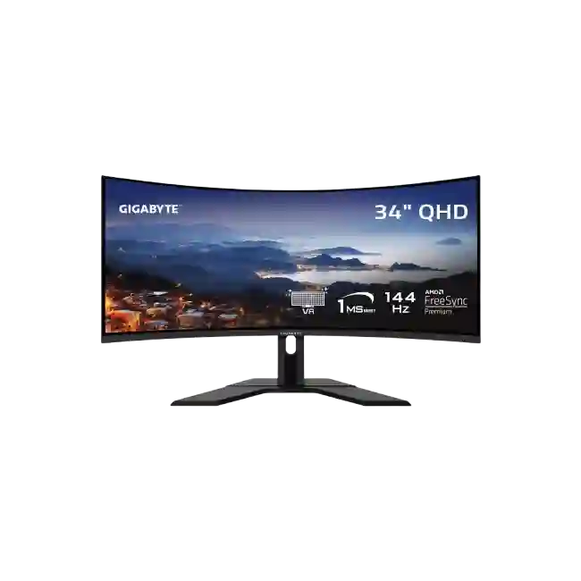 Gigabyte - LED-backlit LCD monitor - Curved Screen - 34" - 3440 x 1440 - VA - DisplayPort / HDMI - Black - GS34WQC US1-4