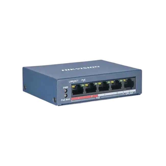 Hikvision Value Series DS-3E0105P-E/M - Conmutador - sin gestionar - 4 x 10/100 (PoE+) + 1 x 10/100 (enlace ascendente) - sobremesa - PoE+ (35 W) - alimentación cc-4