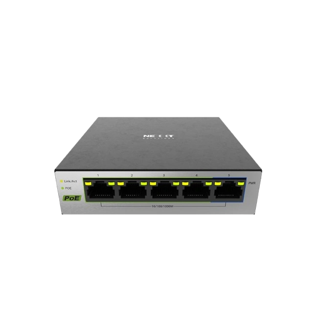 Nexxt Solutions Infrastructure - Switch - Gigabit Ethernet - 5 x 10/100/1000 - 1 Gigabit Ethernet - 4 POE+ 60W-3