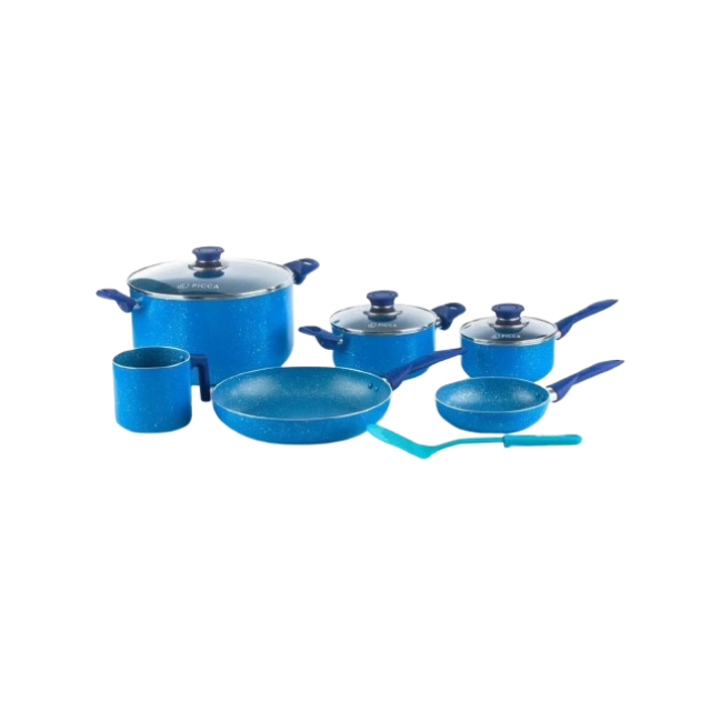 Bateria de Cocina Picca Lazio 10 piezas Color Azul con Puntos Plateados-4