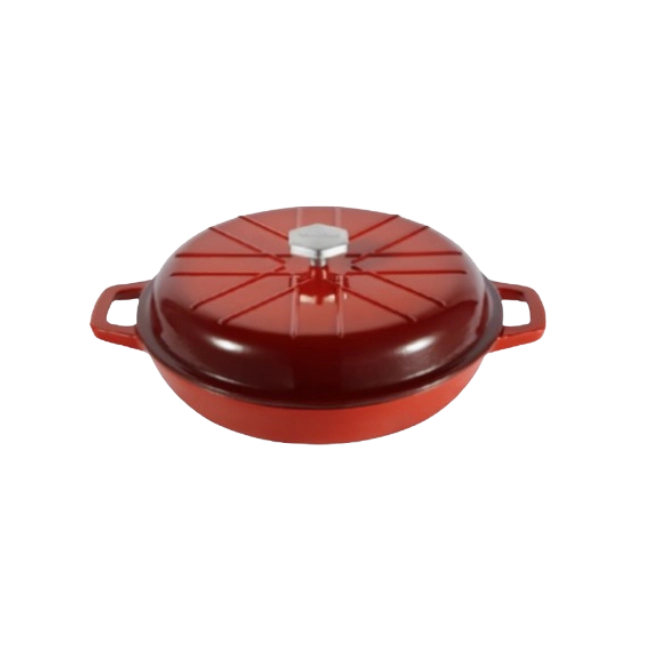 Olla Baja con Tapa Picca Forno 30" cm Hierro Funfido Color Rojo-1