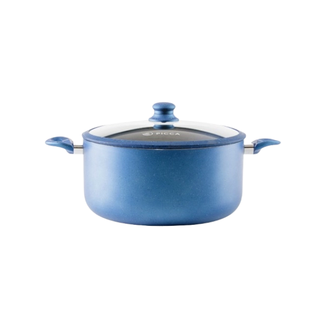 Olla Picca Nona PI00300MA 2 Piezas 30 Cms Con tapa de Vidrio Color Azul-2