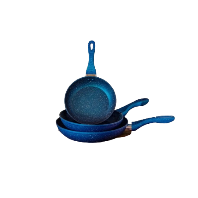 Juego de Sartenes Picca Milan PI003SSMA Milan 20 - 24 - 28 Cms Marmol Color Azul-2