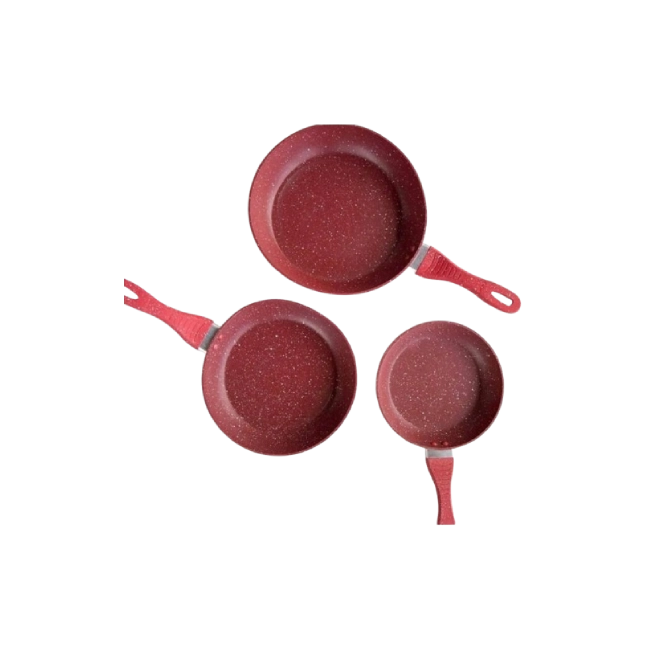 Juego de Sartenes Picca Milan PI003SSMR 20 - 24 - 28 Cms Marmol Color Rojo