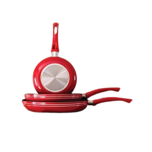 Juego de Sartenes Picca PI003SSTR Cerdeña 20" 26" 30" cm Dyflon Color Rojo-3