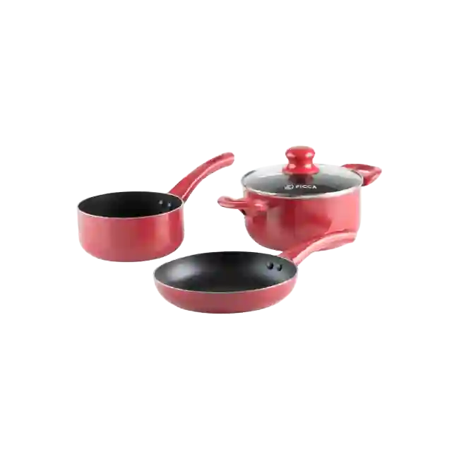 Bateria de Cocina Picca Sicilia PI004BTR4 Piezas Dyflon Color Rojo-3