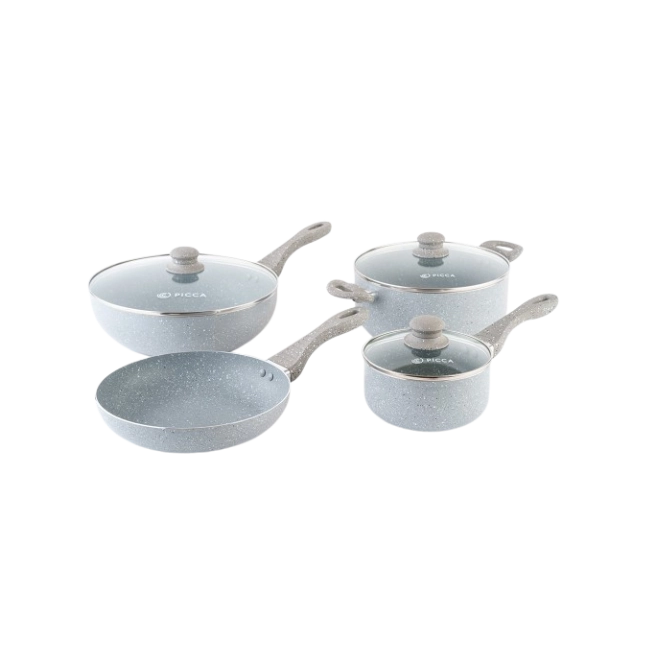 Bateria de Cocina Picca Monza PI007BTG 7 Piezas Dyflon Color Gris-1