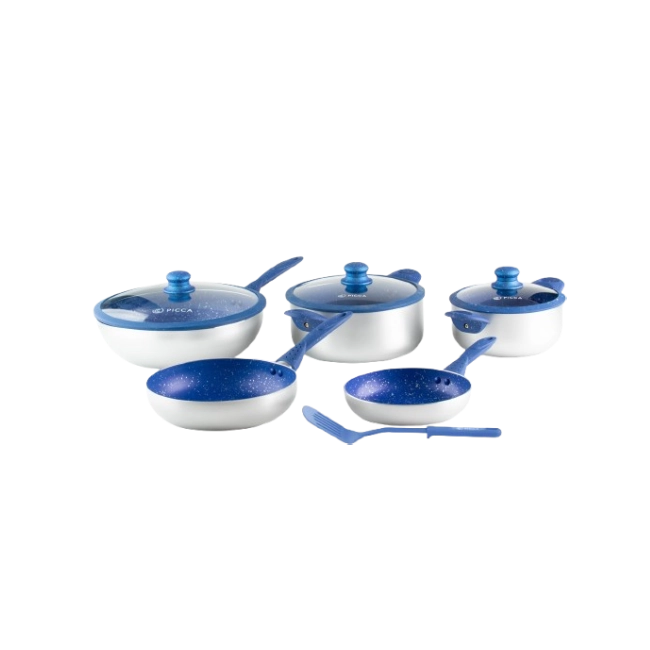 Bateria de Cocina Picca Bari PI009BMA 9 Piezas de Marmol Color Azul con Plata-3