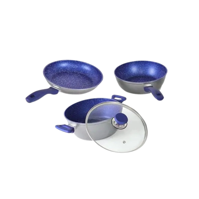 Bateria de Cocina Picca Bari PI009BMA 9 Piezas de Marmol Color Azul con Plata-2
