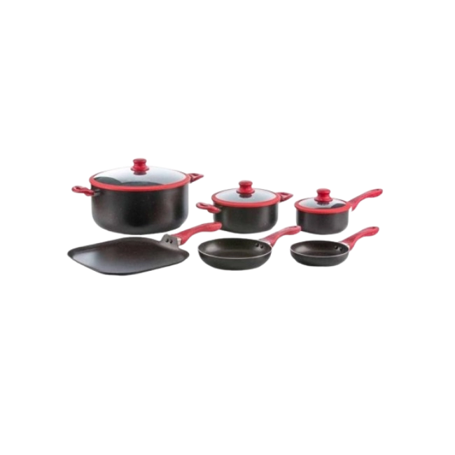 Bateria de Cocina Picca Bari PI009BMB 9 Piezas de Marmol Color Negro con Rojo-3