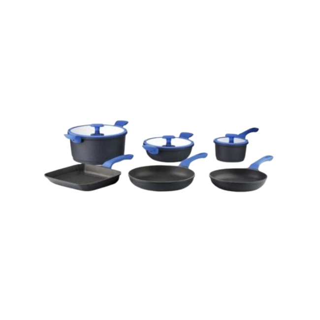 Bateria De Cocina Bellagio De 9 Piezas PI009BMC Color Gris Con Efecto Stone Celeste-2