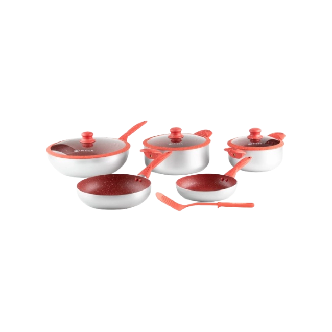 Bateria de Cocina Picca Roma PI009BMR 7 Piezas de Marmol Colo Rojo con Plata-4