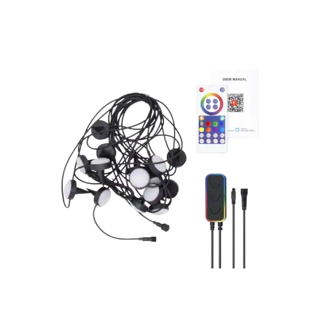 Luces de Exterior Tuya PST-GL15 WiFi RGB-IC LED DC12V/2A 12W 10 Metros 15 Luces A Prueba de Agua IP67-2