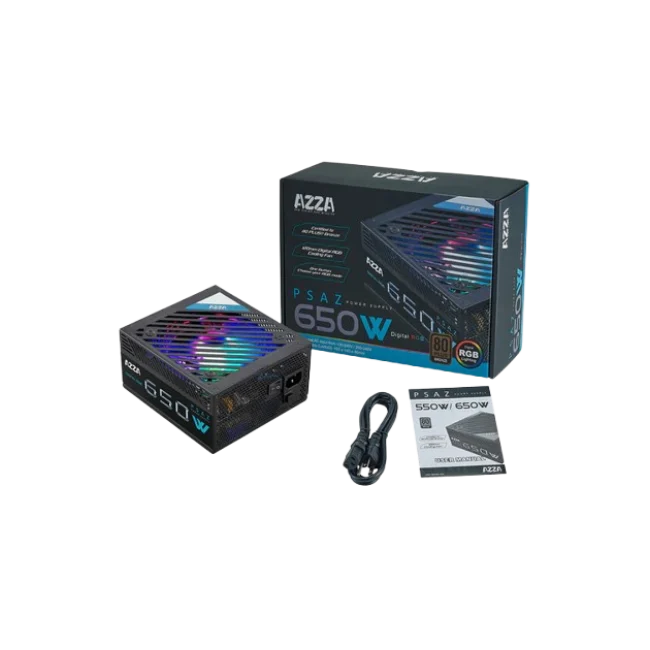 FUENTE DE PODER AZZA 650W 80+BRONZE PSAZ-650W RGB-1