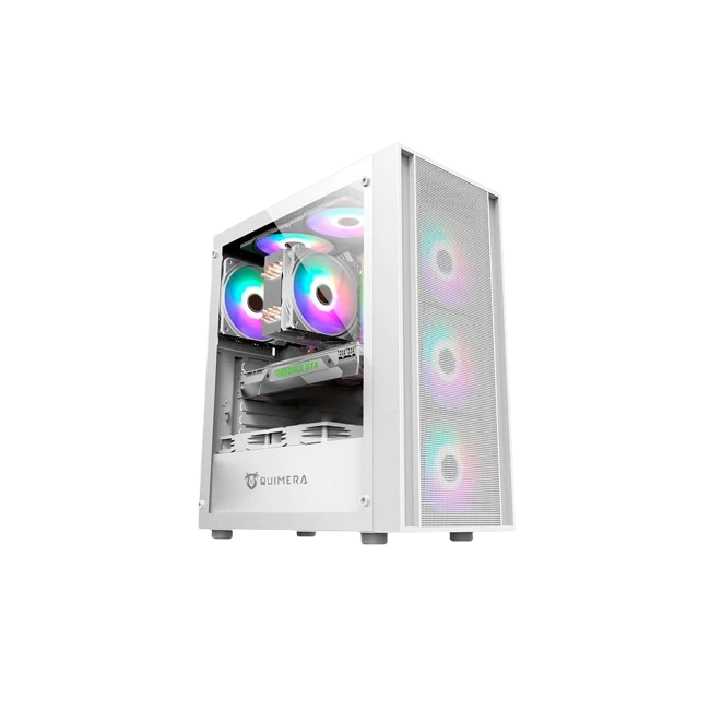 Case Gamer Quimera  M-ATX  Ventiladores Con Vidrio Templado Color Blanco-1