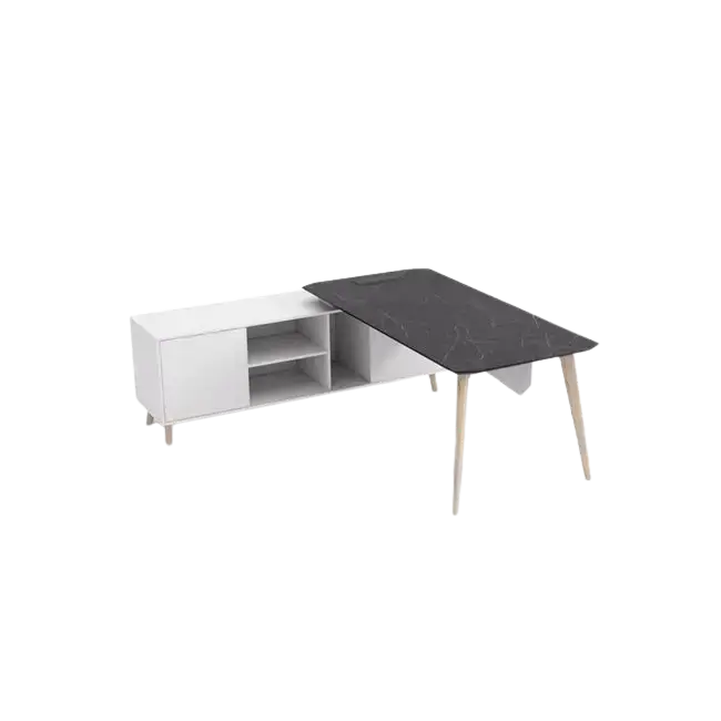 Escritorio Ejecutivo Reco BT-C01 Gabinete Izquierdo Color Blanco con Negro-1