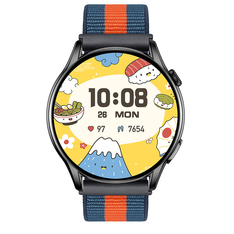 Reloj T7 Negro + Pulsera velcro azul naranja-1