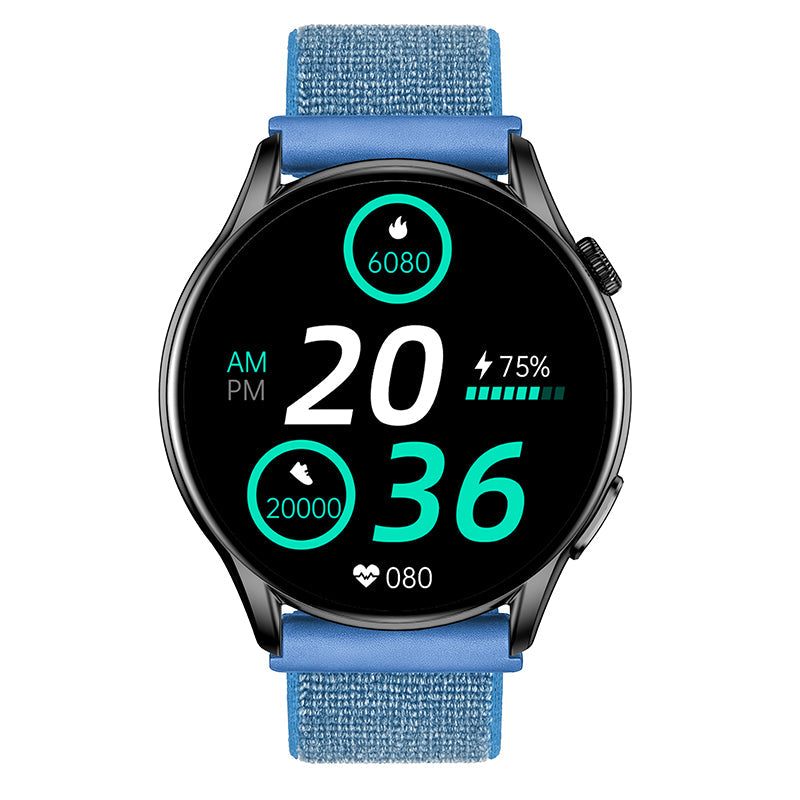 Reloj T7 Negro + Pulsera velcro azul grisaceo