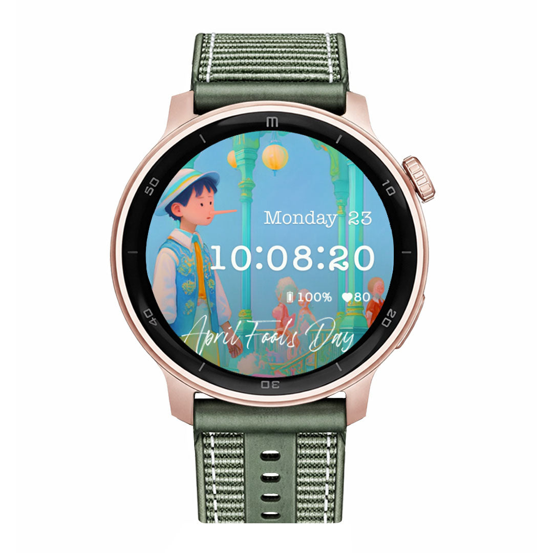 RELOJ T8 ROSA + PULSERA LONA VERDE CON BORDADO-1