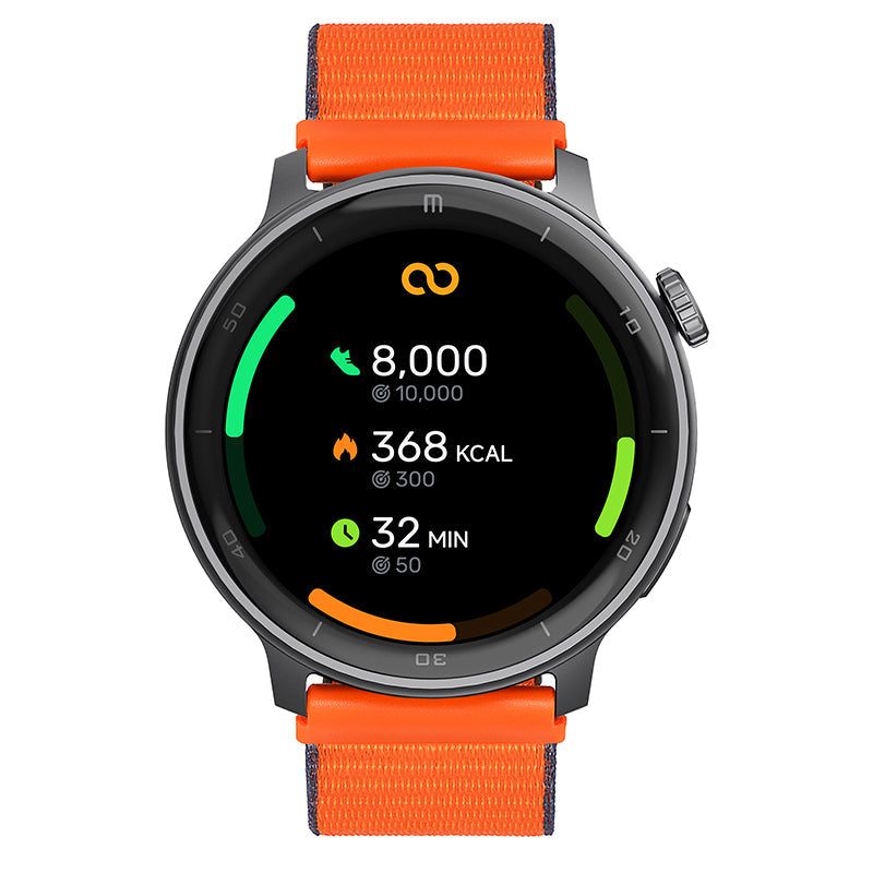 Reloj T8 Negro + Pulsera velcro naranja-1