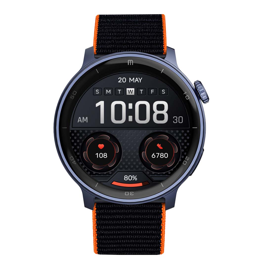 RELOJ T8 AZUL + PULSERA VELCRO NEGRO CON ORILLA NARANJA-1