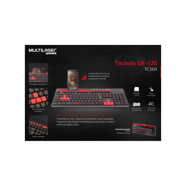 Teclado Alambrico Multi TC504 con soporte para Smartphone-6