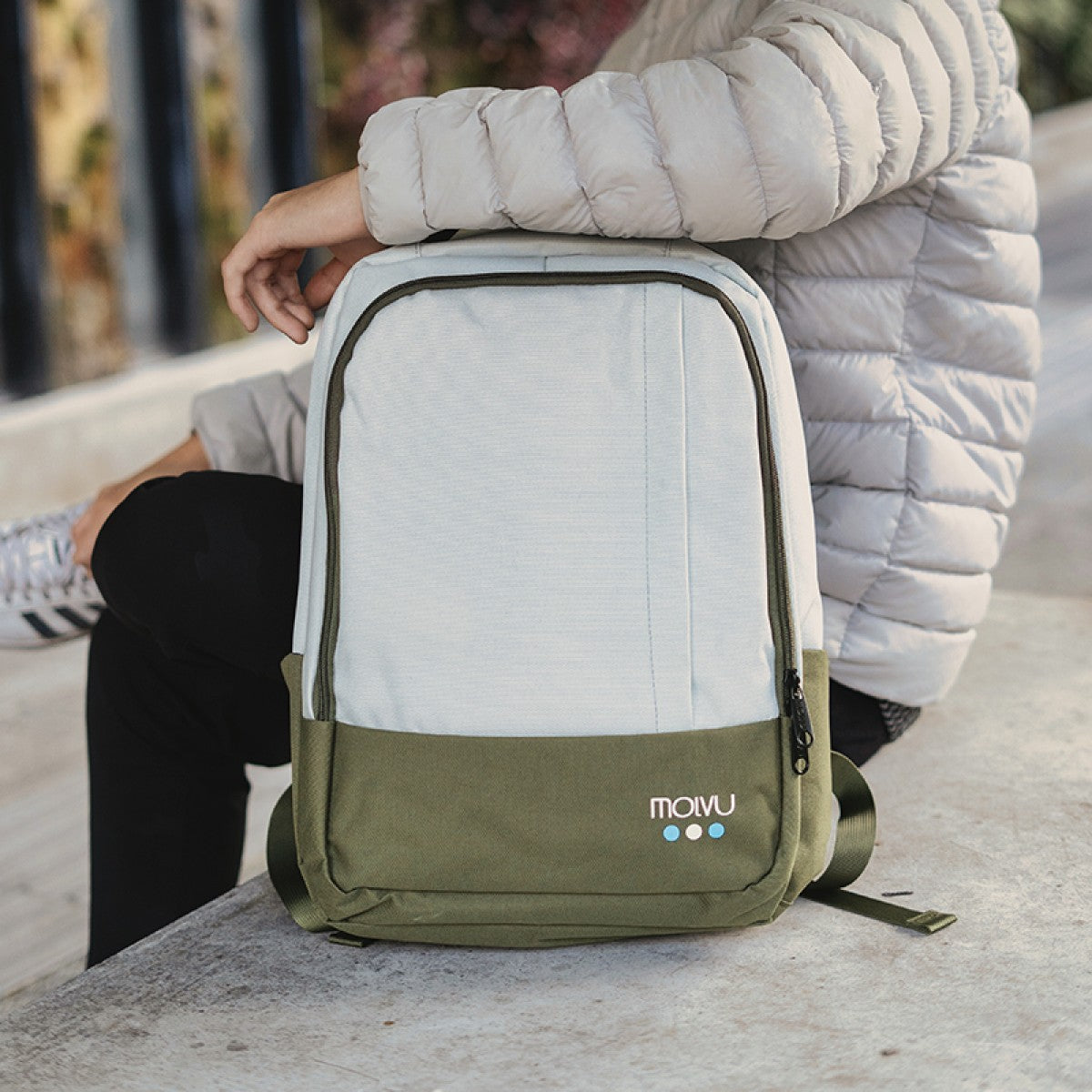 Mochila U2 Verde con Celeste-12
