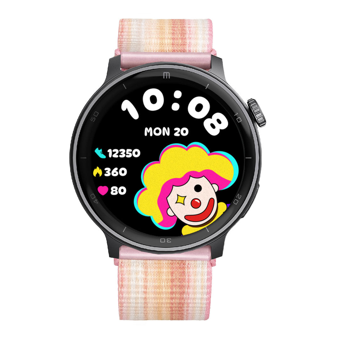 RELOJ T8 NEGRO + PULSERA VELCRO ROSA TONOS CLAROS BLANCOS-1