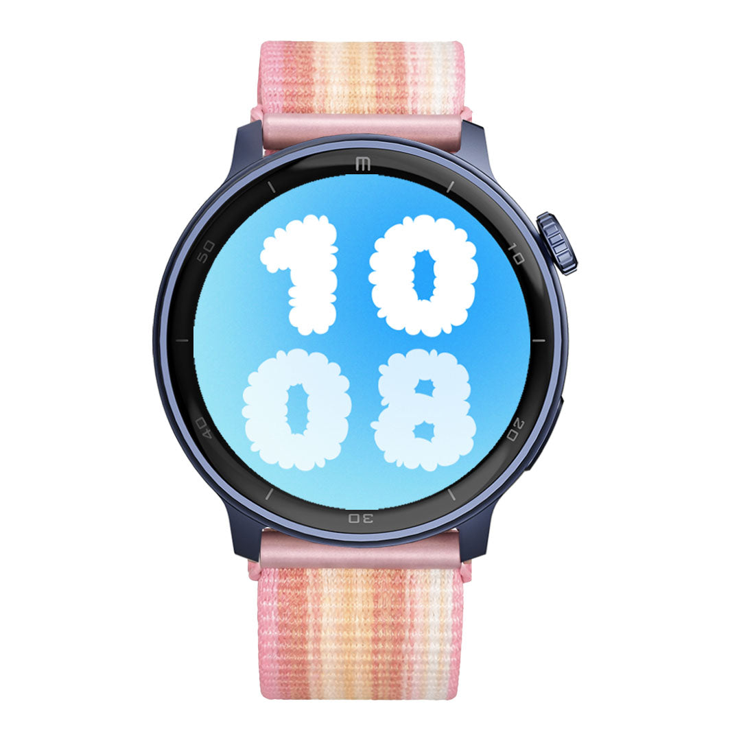 RELOJ T8 AZUL + PULSERA VELCRO ROSA TONOS CLAROS BLANCOS-1