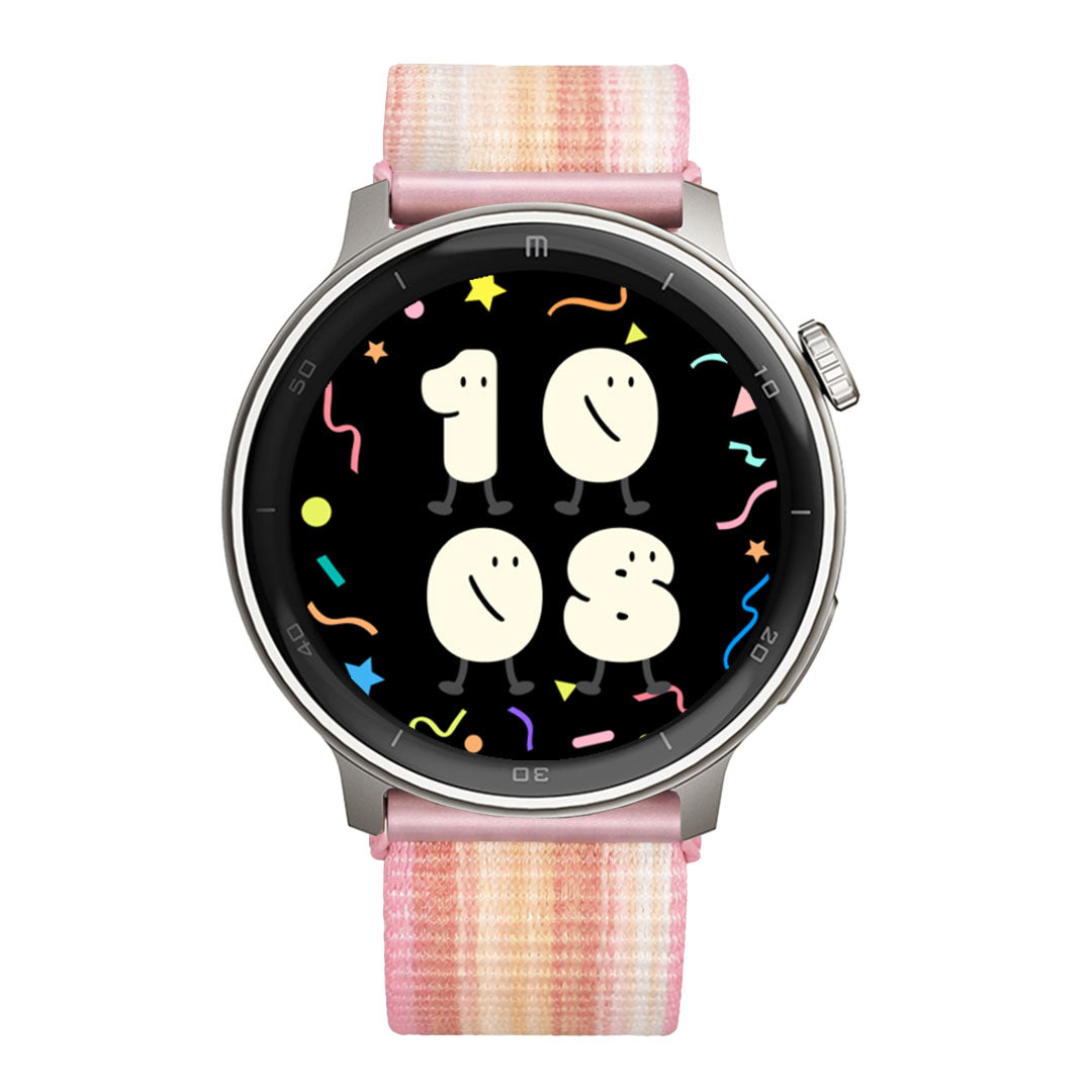 RELOJ T8 GRIS + PULSERA VELCRO ROSA TONOS CLAROS BLANCOS