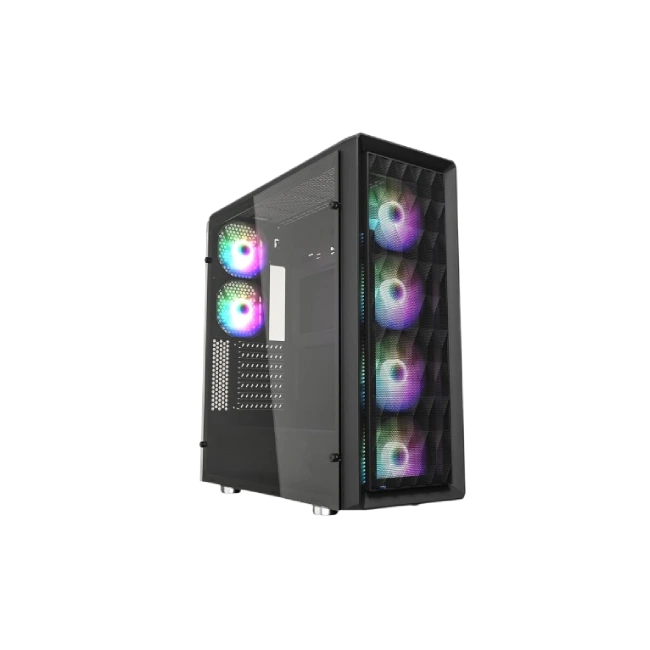 CASE VETROO MESH 6 MEDIA TORRE CON 6 VENTILADORES COLOR NEGRO-1