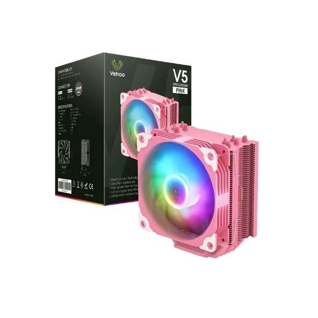 VENTILADOR PARA PROCESADOR VETROO SAKURA SA120 ARGB 120MM COLOR ROSADO