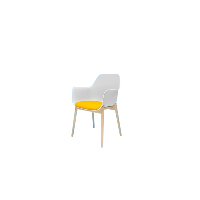 Silla de Espera WRK-KITE-CHAIR-E2 Color Blanco con Asiento Amarillo-2