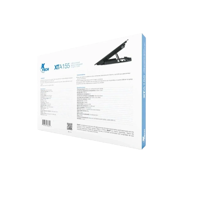 Base con Ventilador Para Laptop Xtech XTA-155 15.6" Luz Led Azul-2