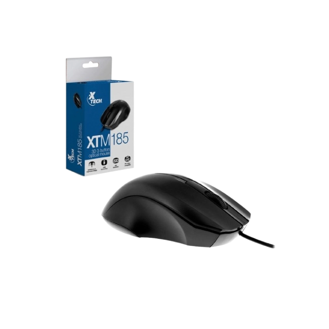 MOUSE XTM-185 UPTICO USB 3 BOTONES ERGONOMICOS  XTECH-1