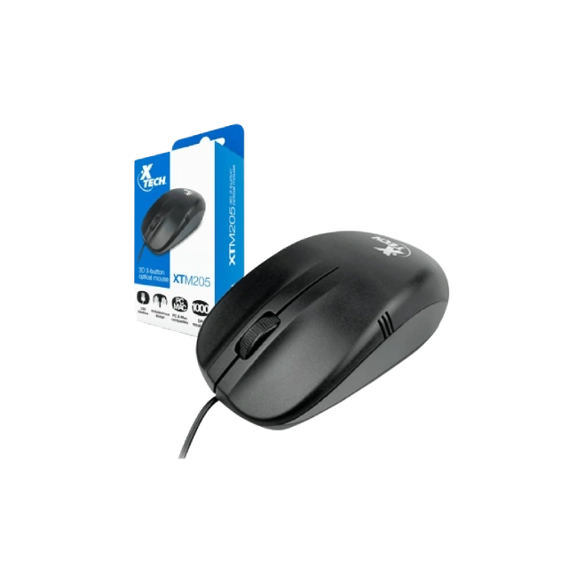 Mouse Xtech XTM-205 Optico 1000DPI USB 3D 3 Botones Color Negro