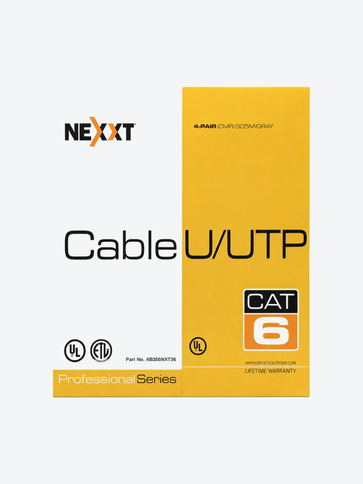 Nexxt Solutions Infrastructure - Bulk cable - UTP - 305 m RJ-45 - Gray - 4P 24AWG CMR-1