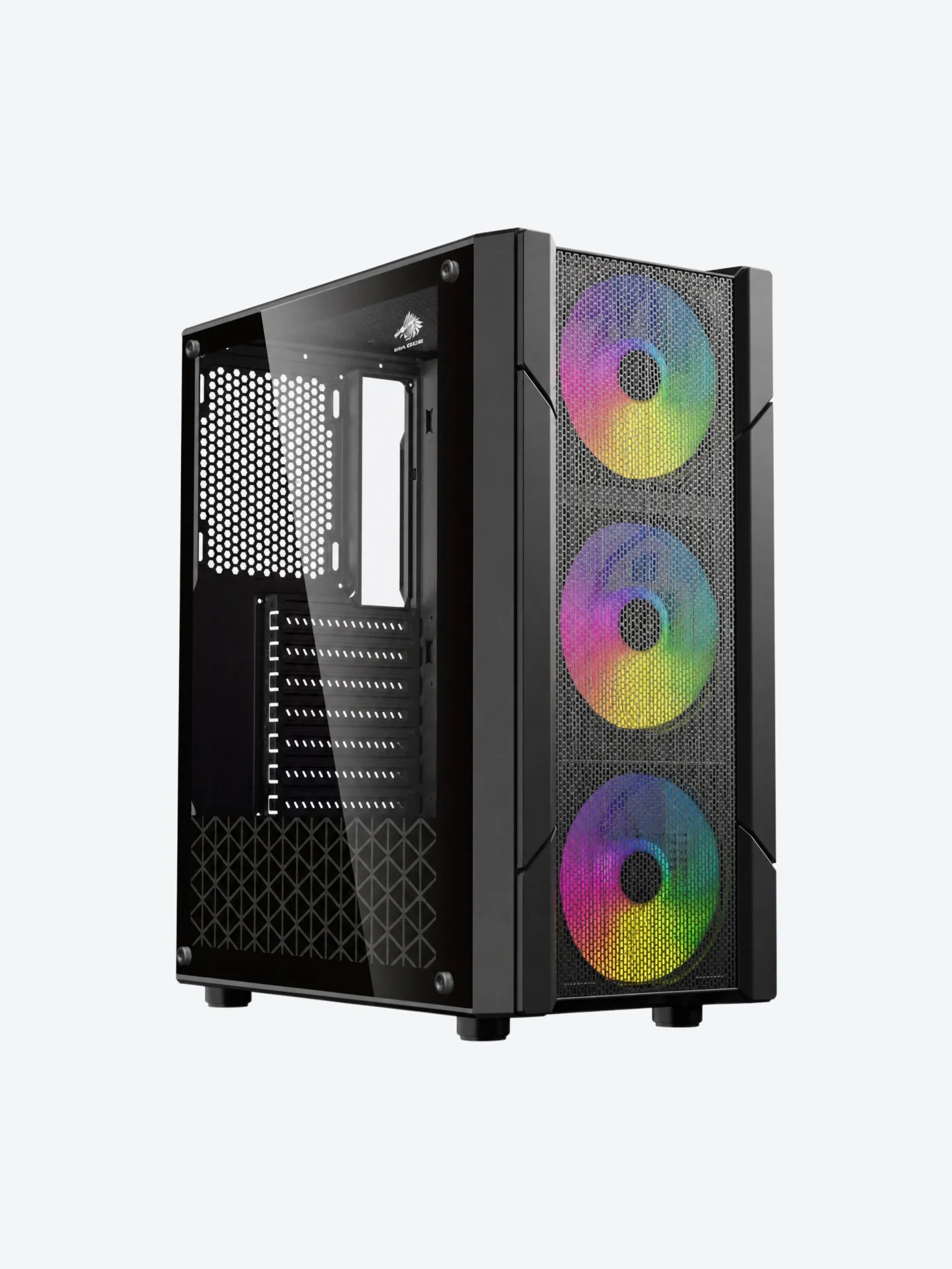 Case Gaming Eagle Warrior CG14ALRA001C Torre Media con 3 Abanicos Panel de Vidrio Lateral-1
