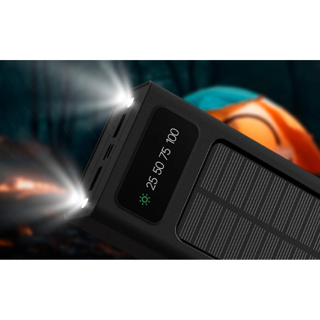 Xtech XPB-300 - Solar Power Bank - 24 pin USB-C / 4 pin USB Type A / 5 pin Micro-USB Type A - 24 pin USB-C / 4 pin USB Type A / 5 pin Micro-USB Type A - Lithium ion polymer - Para Universal - built-in charg cables30,000mAh-4