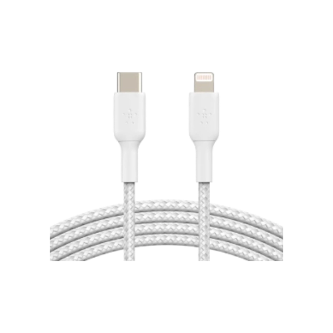 Belkin BoostCharge - Cable Lightning - 24 pin USB-C macho a Lightning macho - 1 m - blanco - suministro de potencia USB (18W)