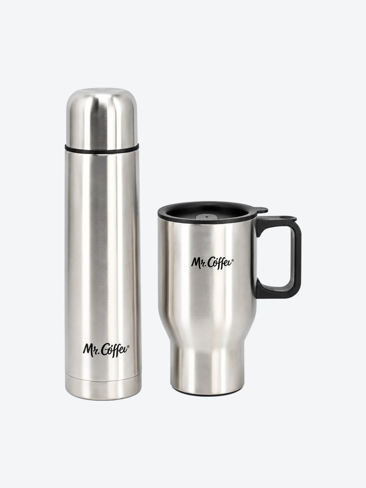 Juego de Botella Trmica 15.5 oz / 458ml y Taza de Viaje 13.5 oz / 399 ml, Color Acero Retencin de calor y fro - Mr Javelin