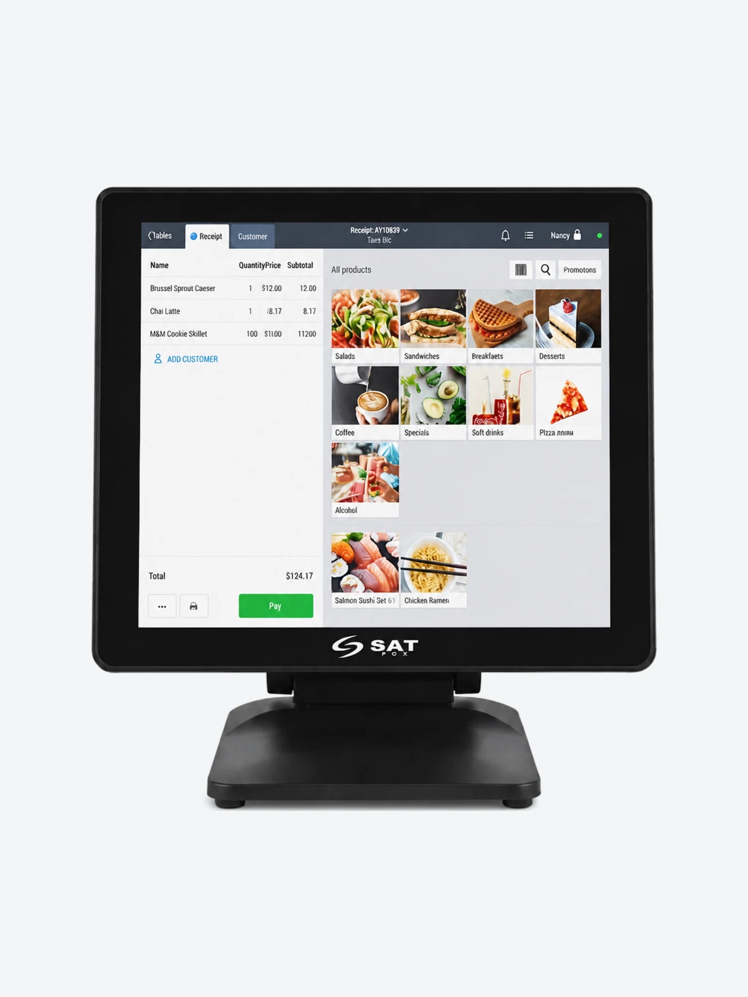 POS  AIO SAT N150 CORE I5 8TH (GEN) 8G/128GB P15 TOUCH C WS